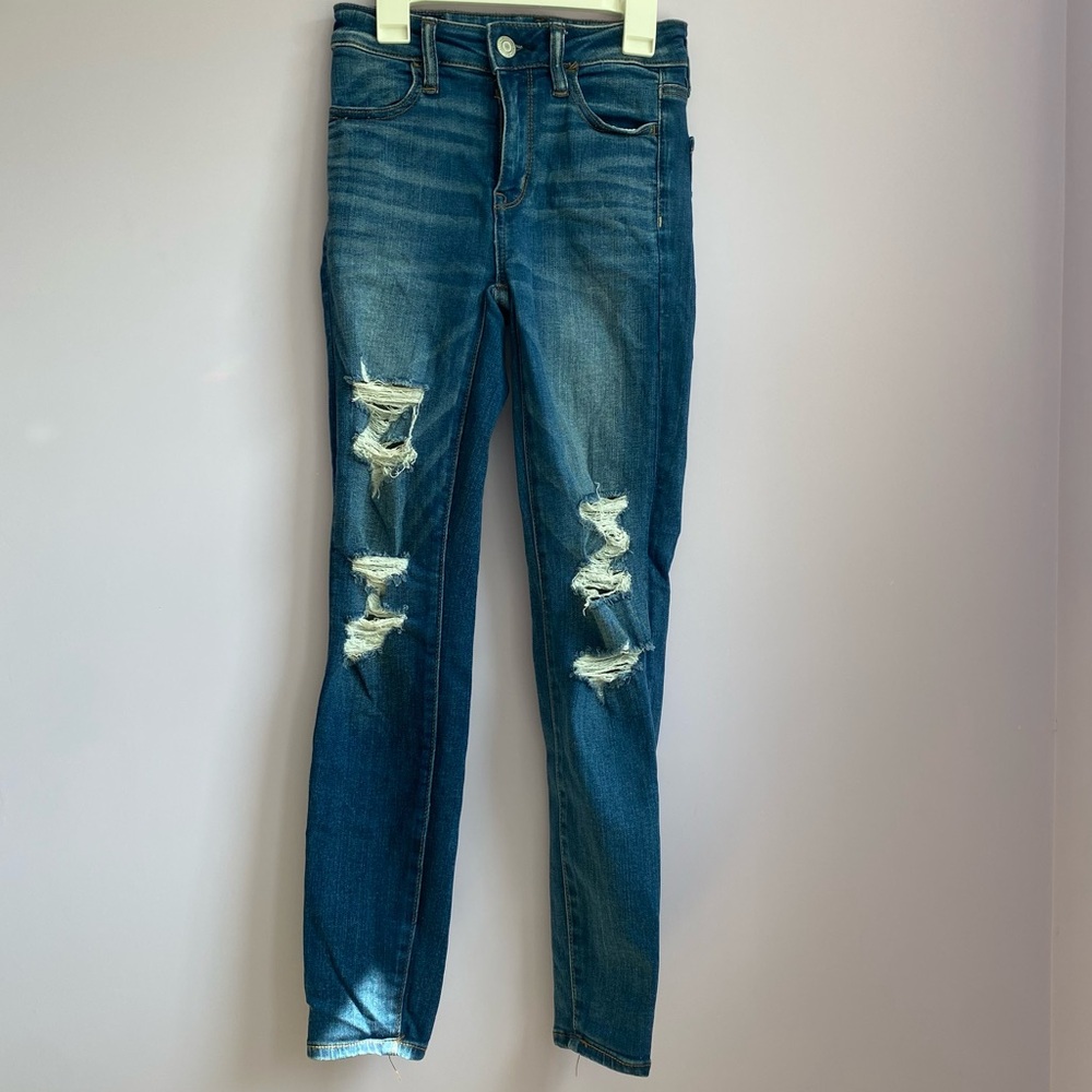 American Eagle Outfitters Ripped Blue Skinny Jeans